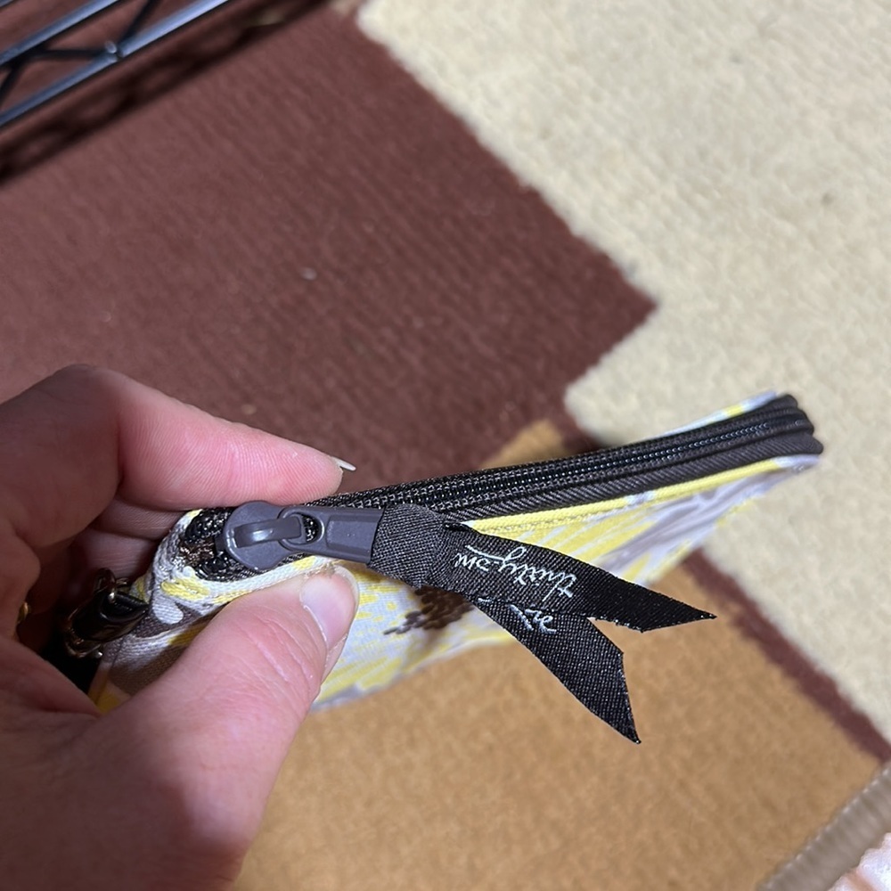 Thirty-One Yellow Gray Floral Zip Around Wristlet Wallet​​ - Picture 3 of 6